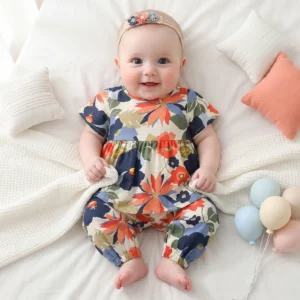 Floral 2Pcs Baby Girls Cotton Set