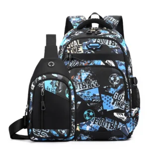 2pcs/set middle school boy backpack graffiti chest bag backpack set high school bag for boys 12 to 18 years old student bookbag