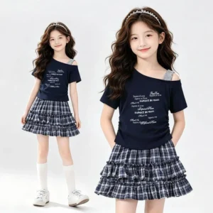 Girls  2-Piece Set Off Shoulder T-Shirt